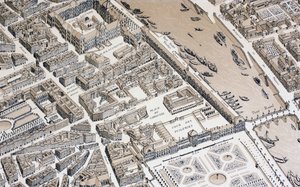Vogelvlucht van Parijs in 1730, 1875 door French School